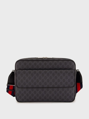 Black GG Supreme Canvas Messenger Bag