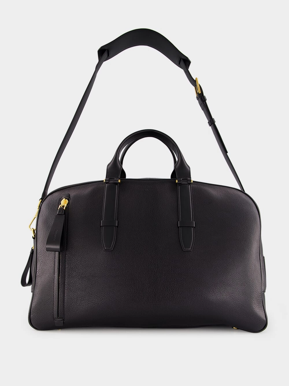 Black Grain Leather Buckley Bowling Bag