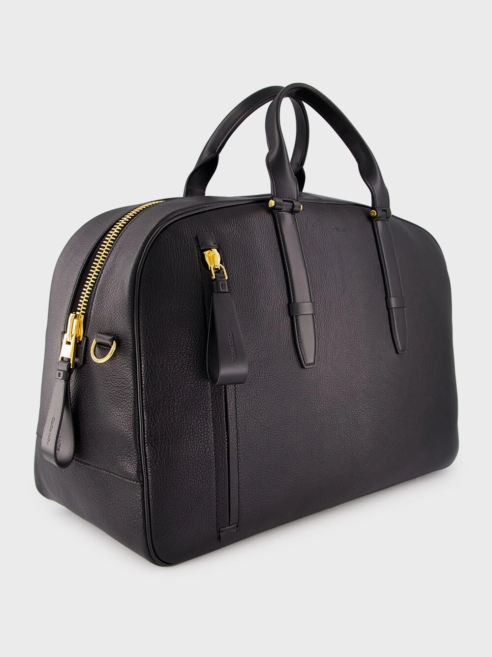 Black Grain Leather Buckley Bowling Bag