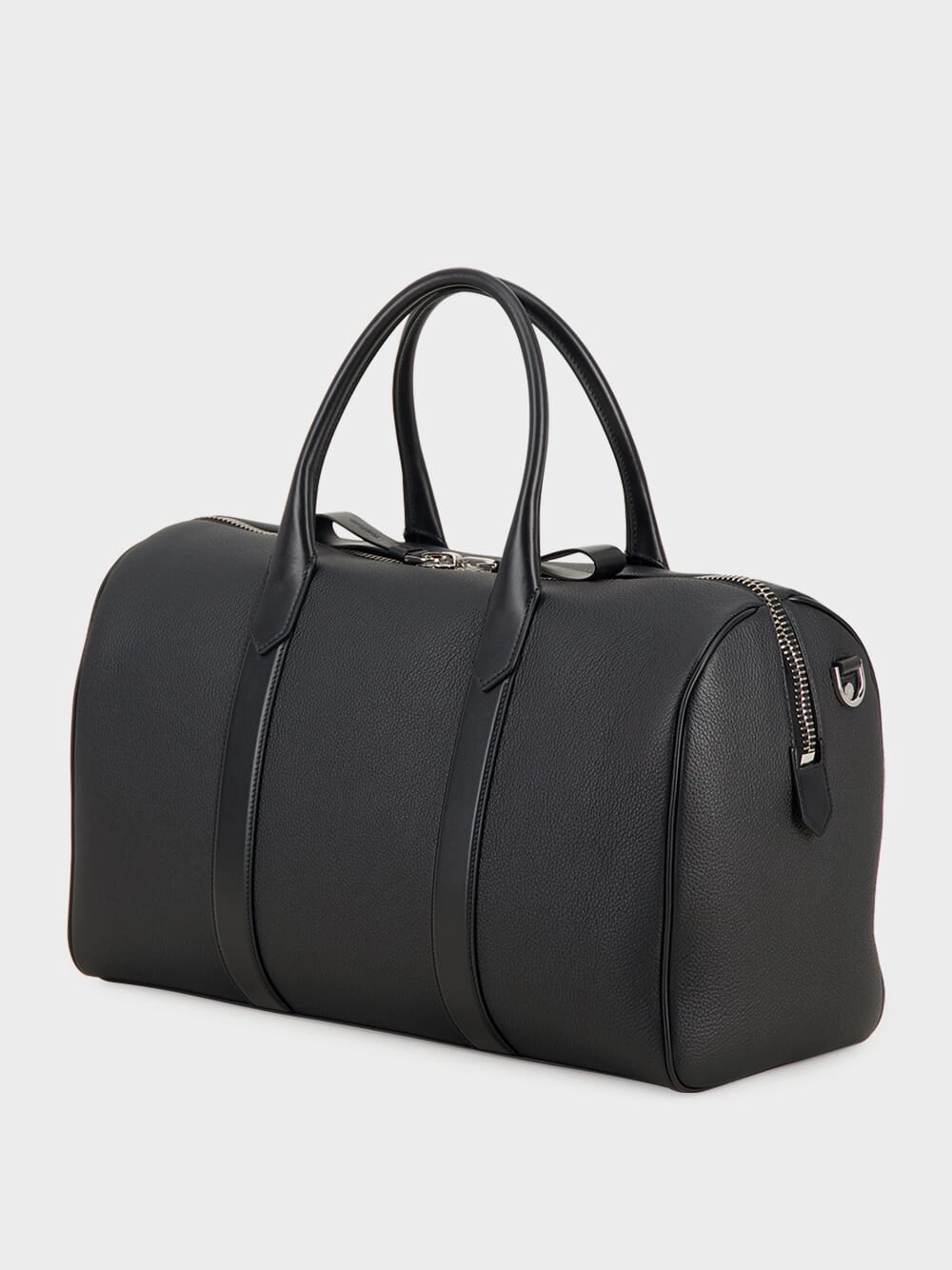 Black Grain Leather Duffle Messenger Bag