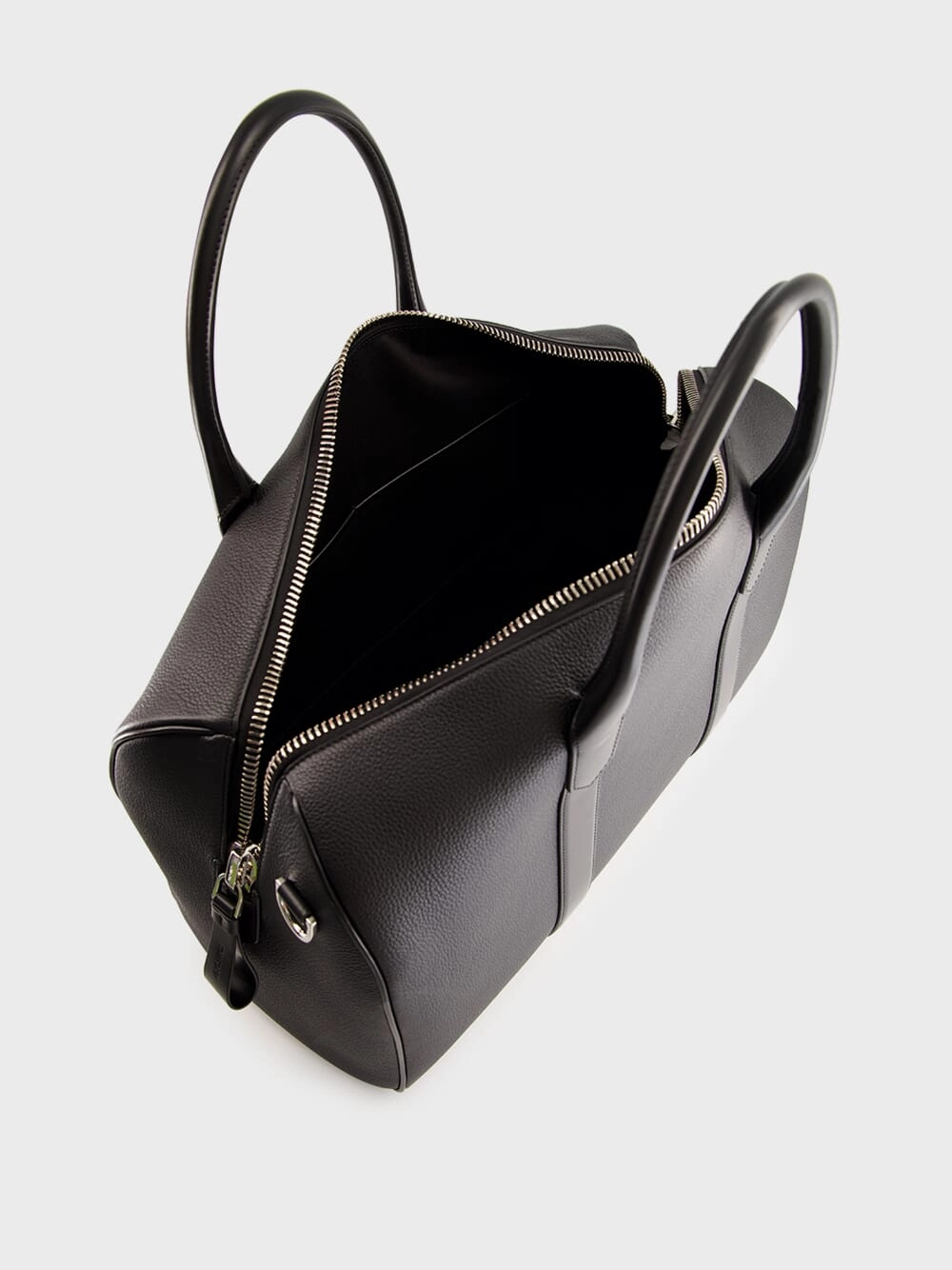 Black Grain Leather Duffle Messenger Bag