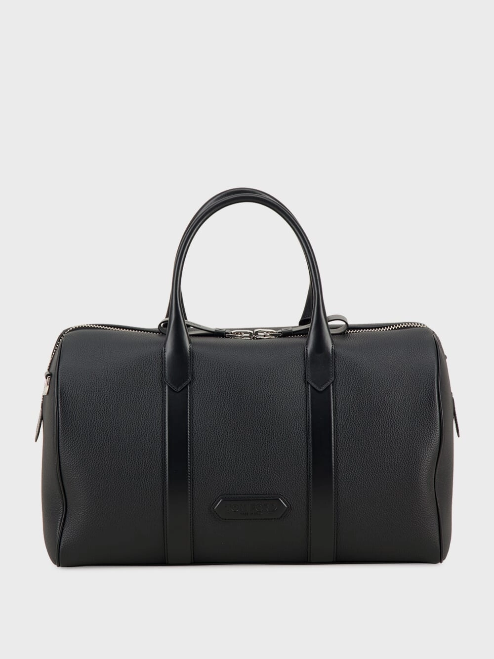 Black Grain Leather Duffle Messenger Bag