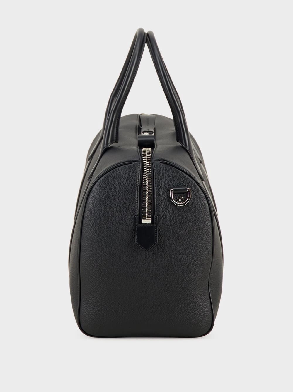 Black Grain Leather Duffle Messenger Bag