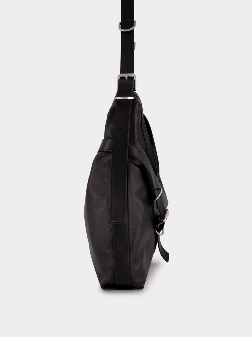 Black Large Voyou Leather Shoulder Bag