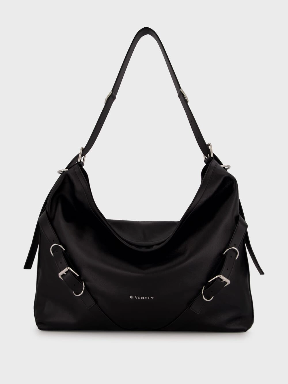Black Large Voyou Leather Shoulder Bag