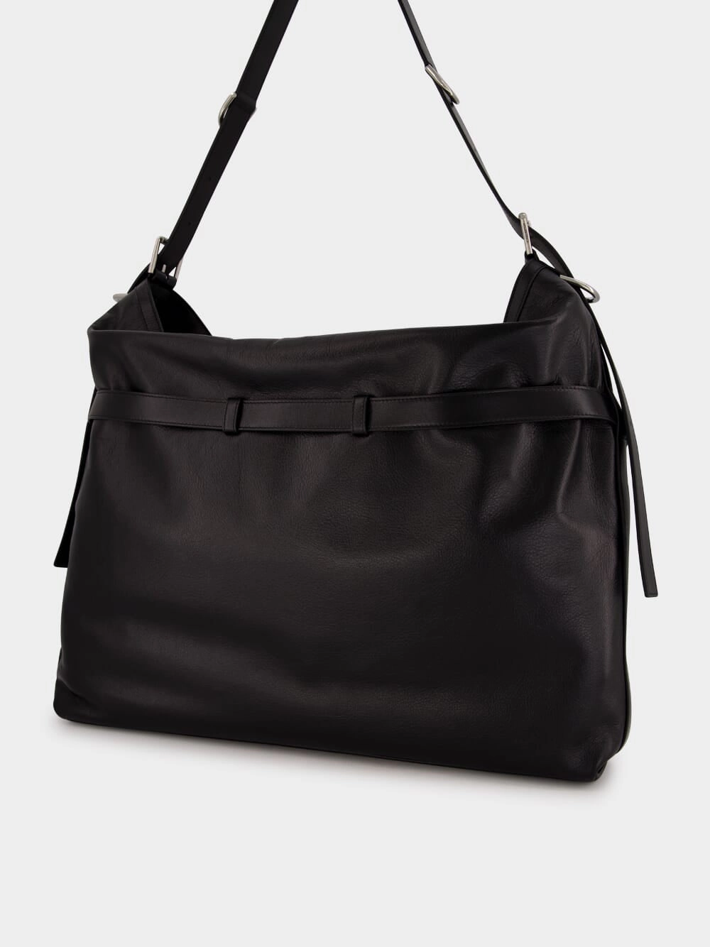 Black Large Voyou Leather Shoulder Bag