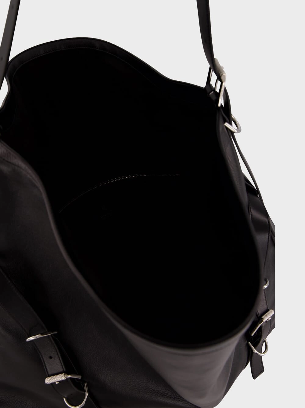 Black Large Voyou Leather Shoulder Bag