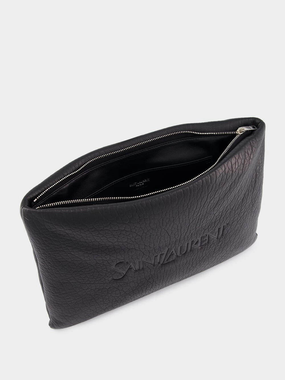 Black Leather Logo Pouch