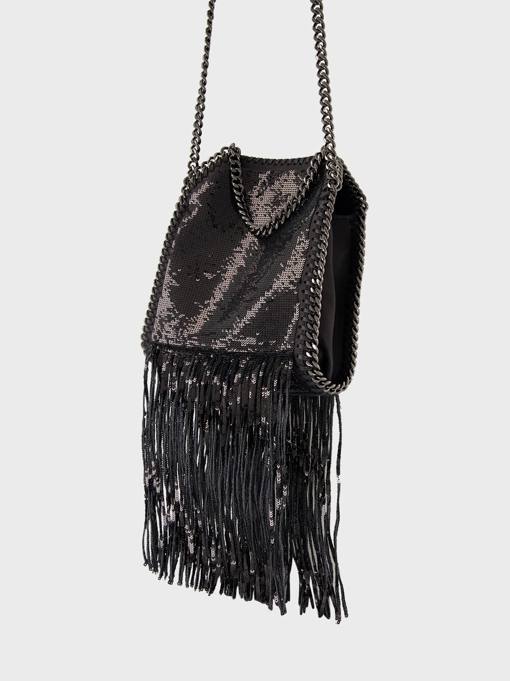 Black Limited-Edition Falabella Sequin Fringe Tiny Tote Bag