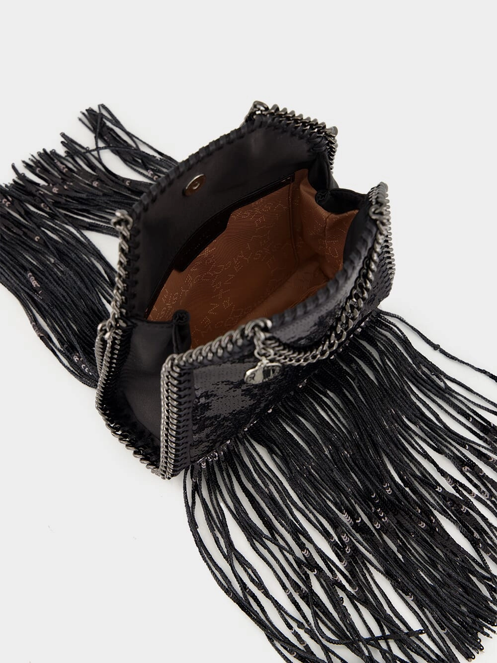 Black Limited-Edition Falabella Sequin Fringe Tiny Tote Bag