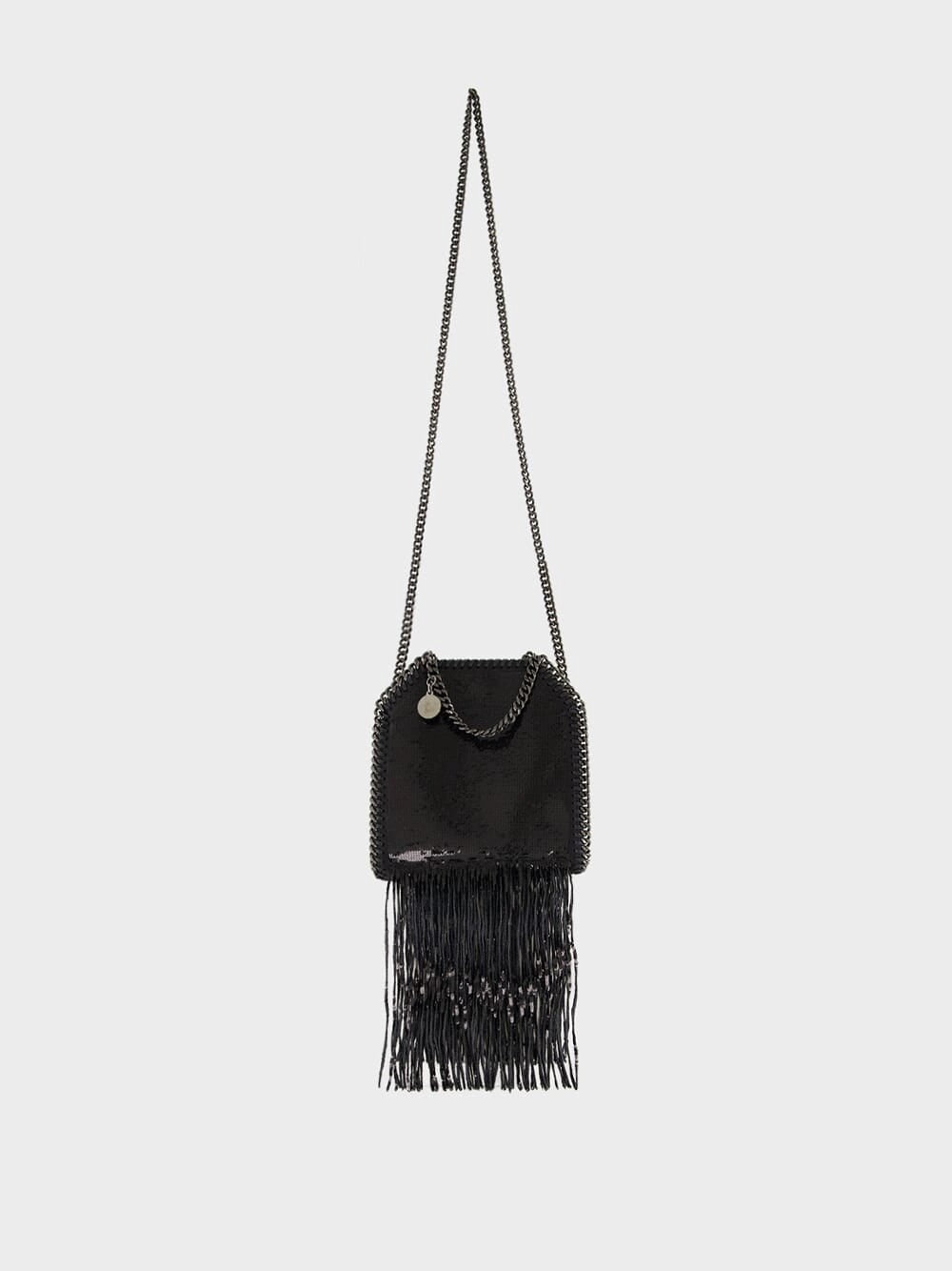 Black Limited-Edition Falabella Sequin Fringe Tiny Tote Bag