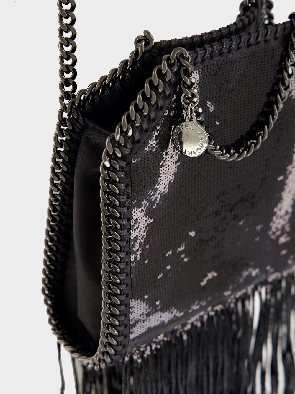 Black Limited-Edition Falabella Sequin Fringe Tiny Tote Bag