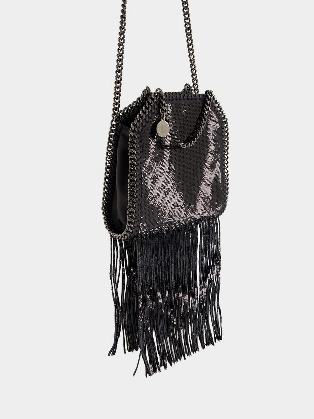 Black Limited-Edition Falabella Sequin Fringe Tiny Tote Bag