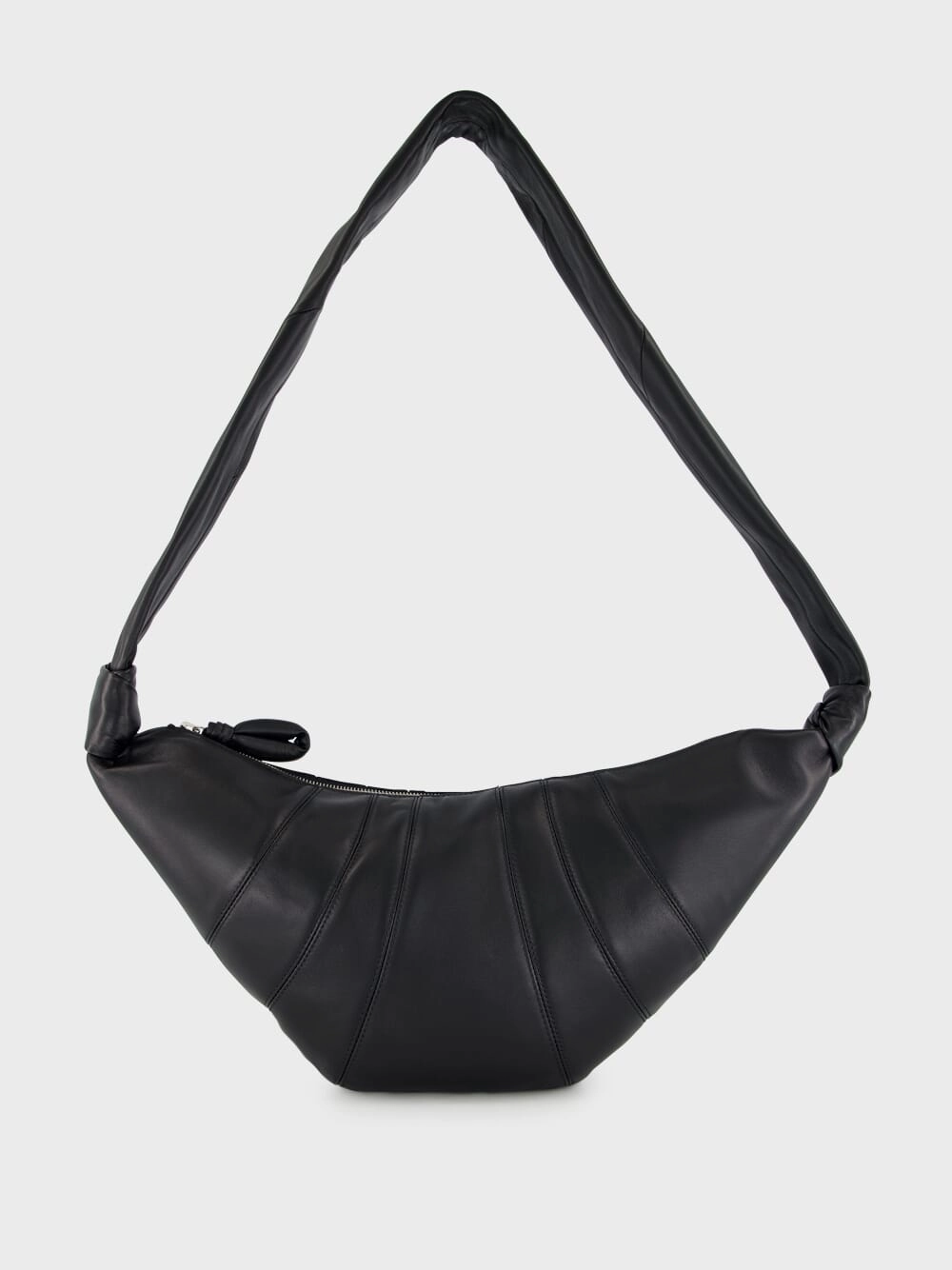 Black Medium Croissant Bag in Soft Nappa Leather