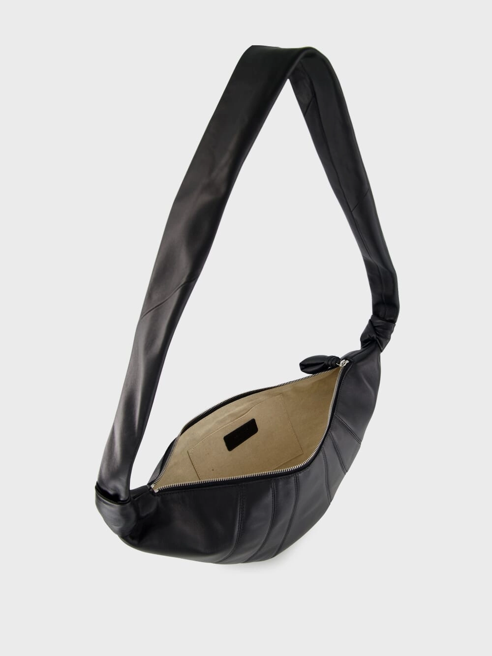 Black Medium Croissant Bag in Soft Nappa Leather