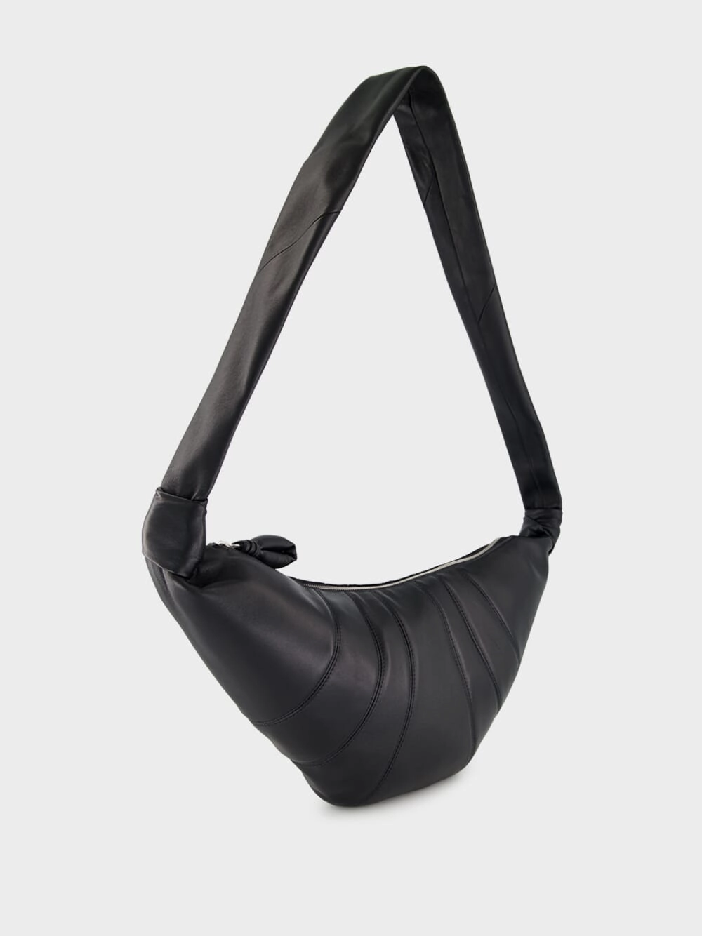 Black Medium Croissant Bag in Soft Nappa Leather