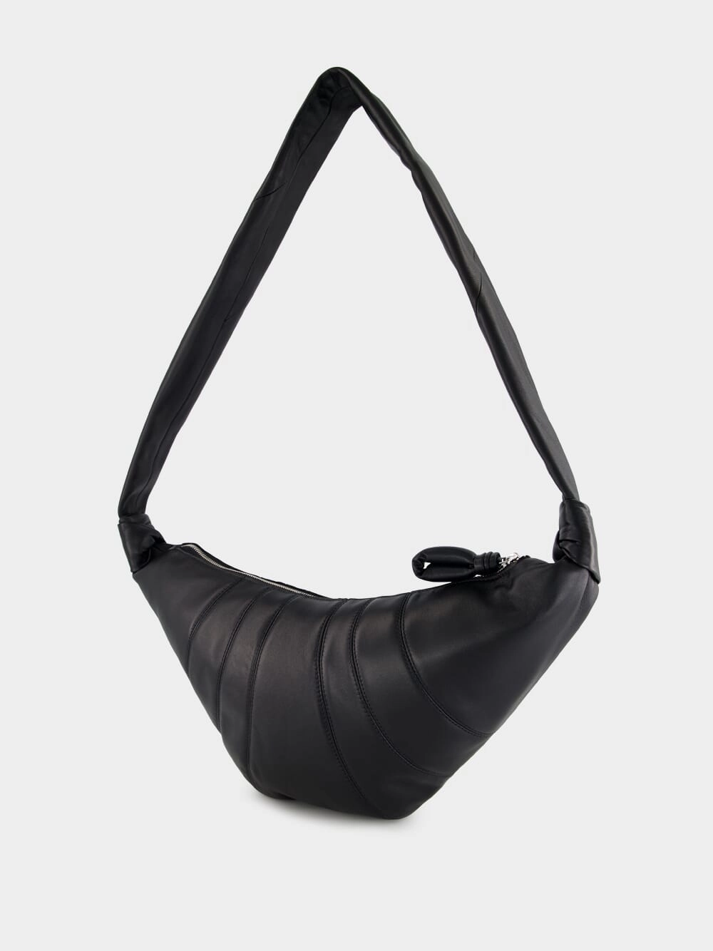 Black Medium Croissant Bag in Soft Nappa Leather