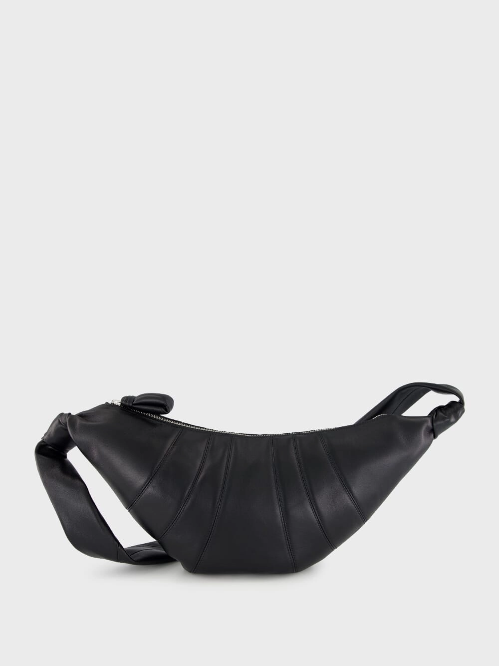 Black Medium Croissant Bag in Soft Nappa Leather