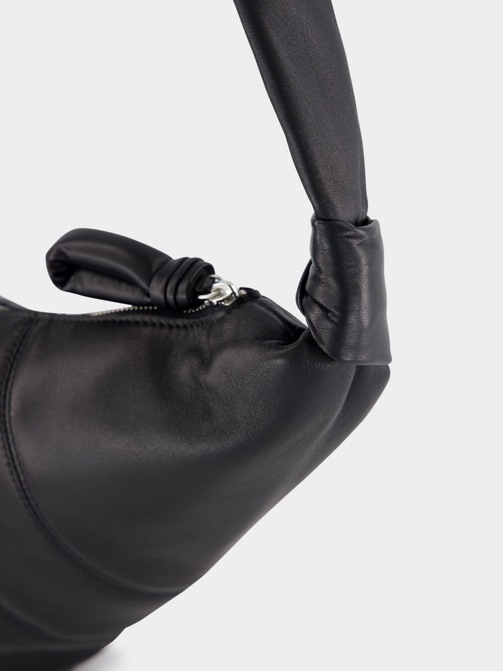 Black Medium Croissant Bag in Soft Nappa Leather