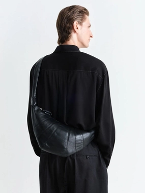 Black Medium Croissant Bag in Soft Nappa Leather