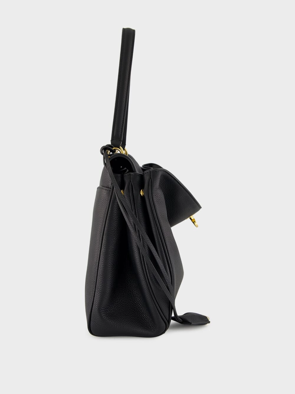 Black Medium Rodeo Grained Calfskin Handbag
