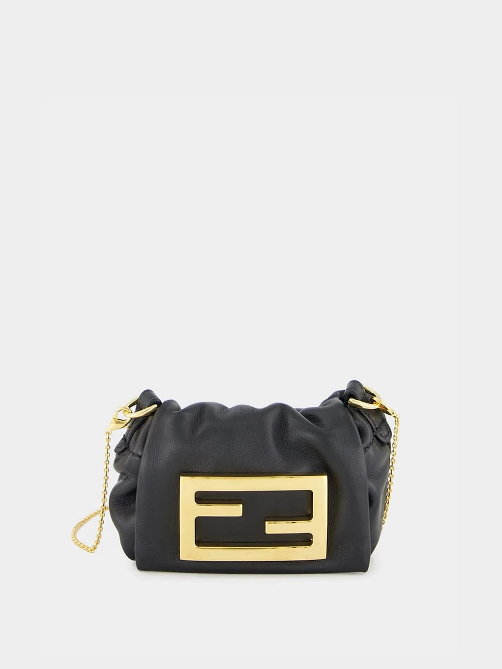 Black Nano Mamma Baguette Leather Bag