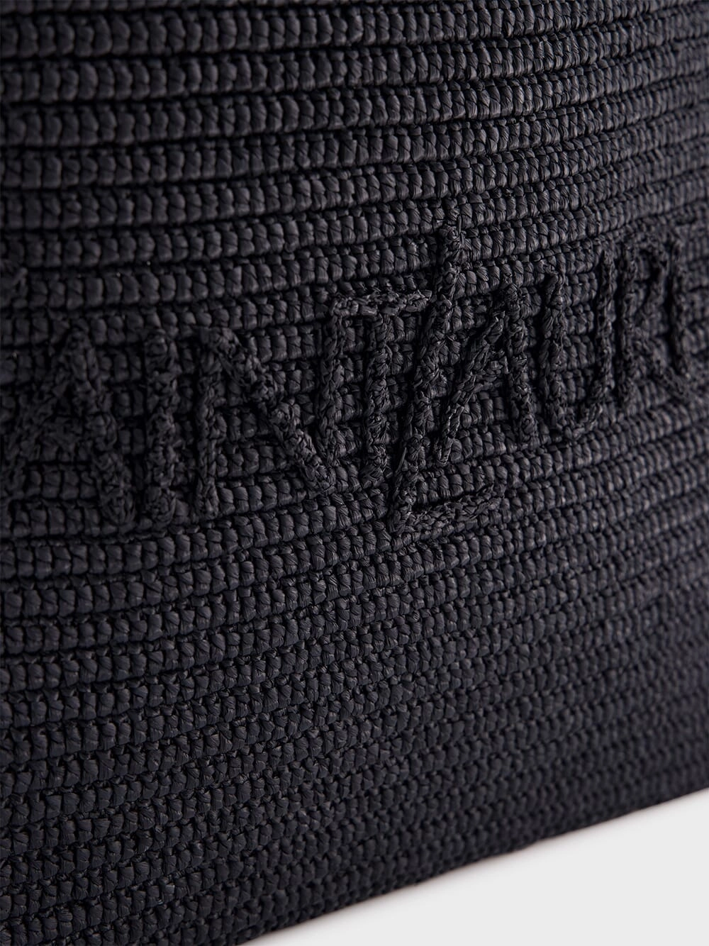 Black Raffia Crochet Tote Bag