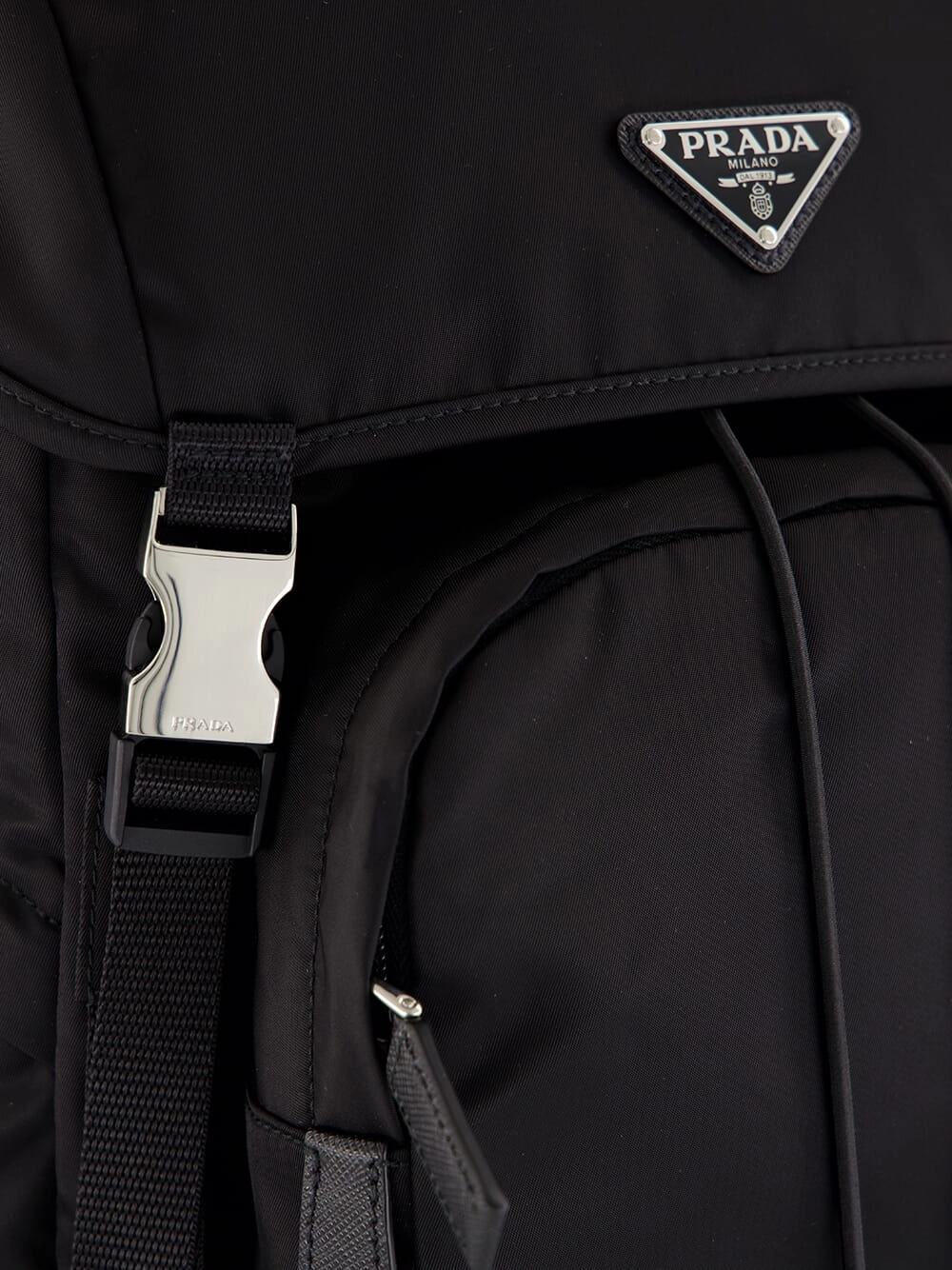 Black Re-Nylon and Saffiano Leather Backpack