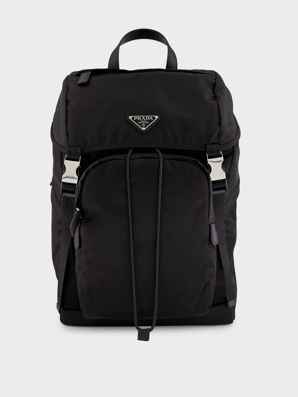 Black Re-Nylon and Saffiano Leather Backpack
