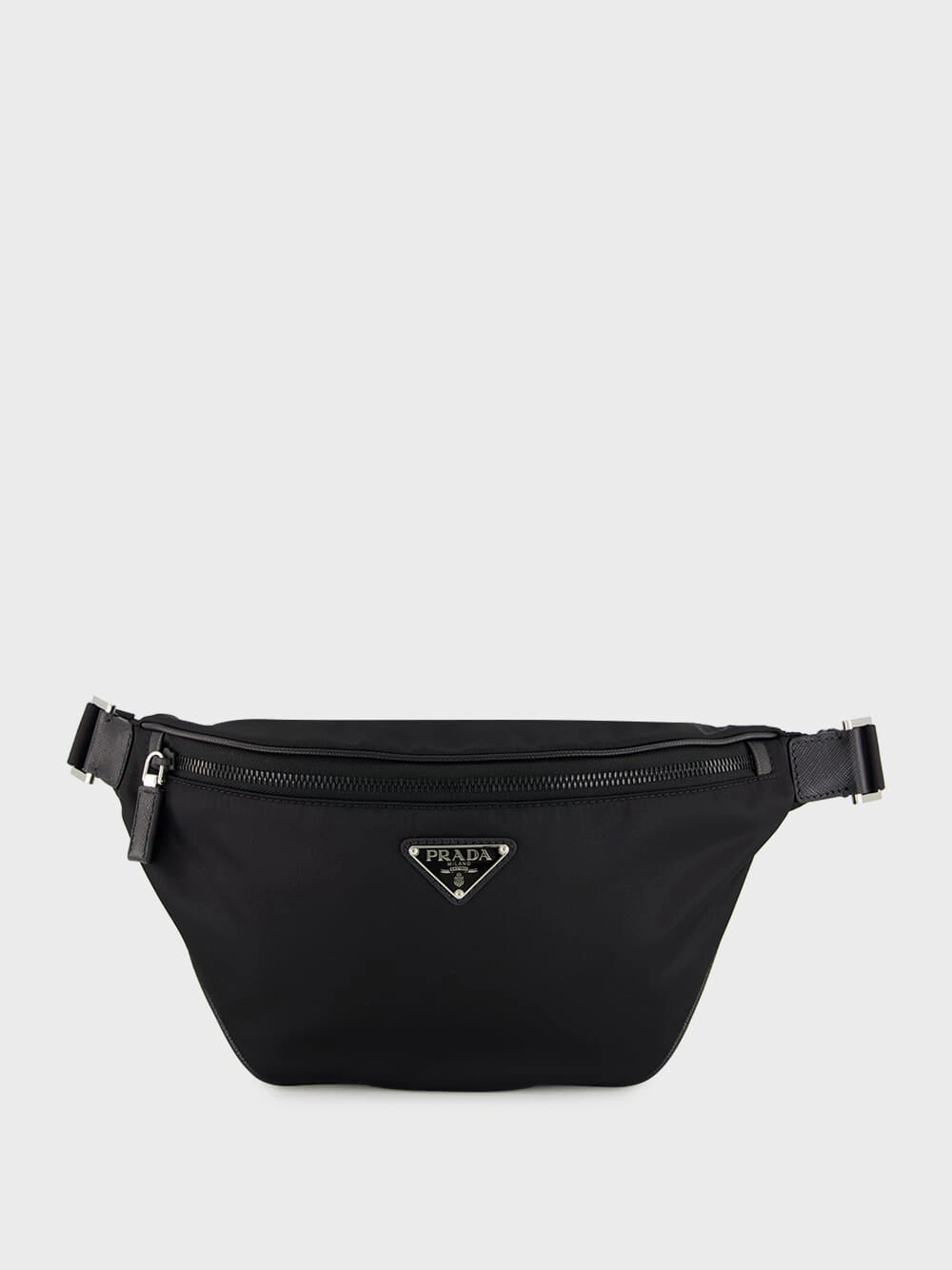 Black Re-Nylon and Saffiano Leather Belt Bag