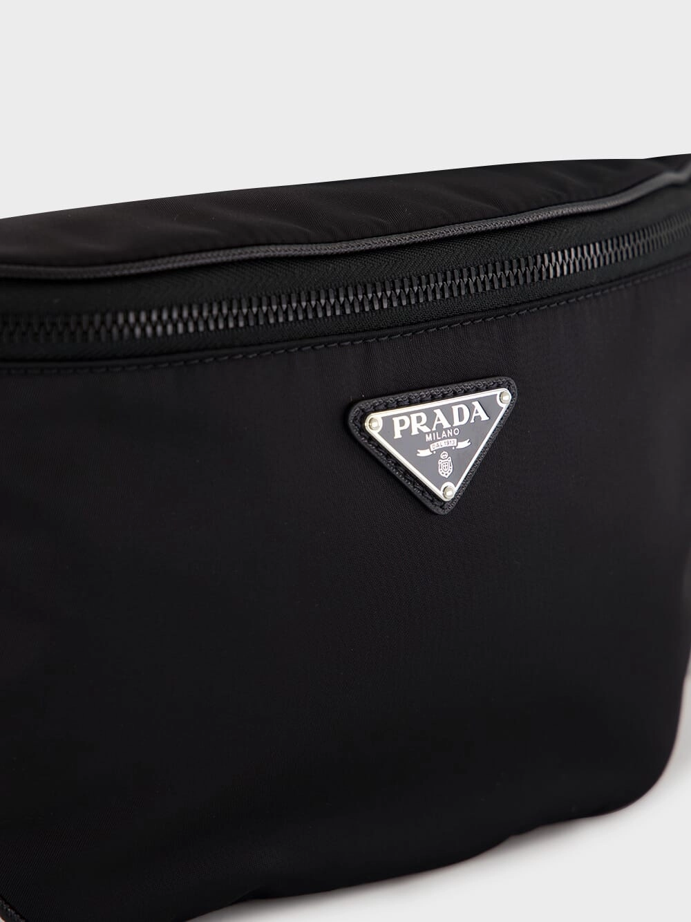 Black Re-Nylon and Saffiano Leather Belt Bag