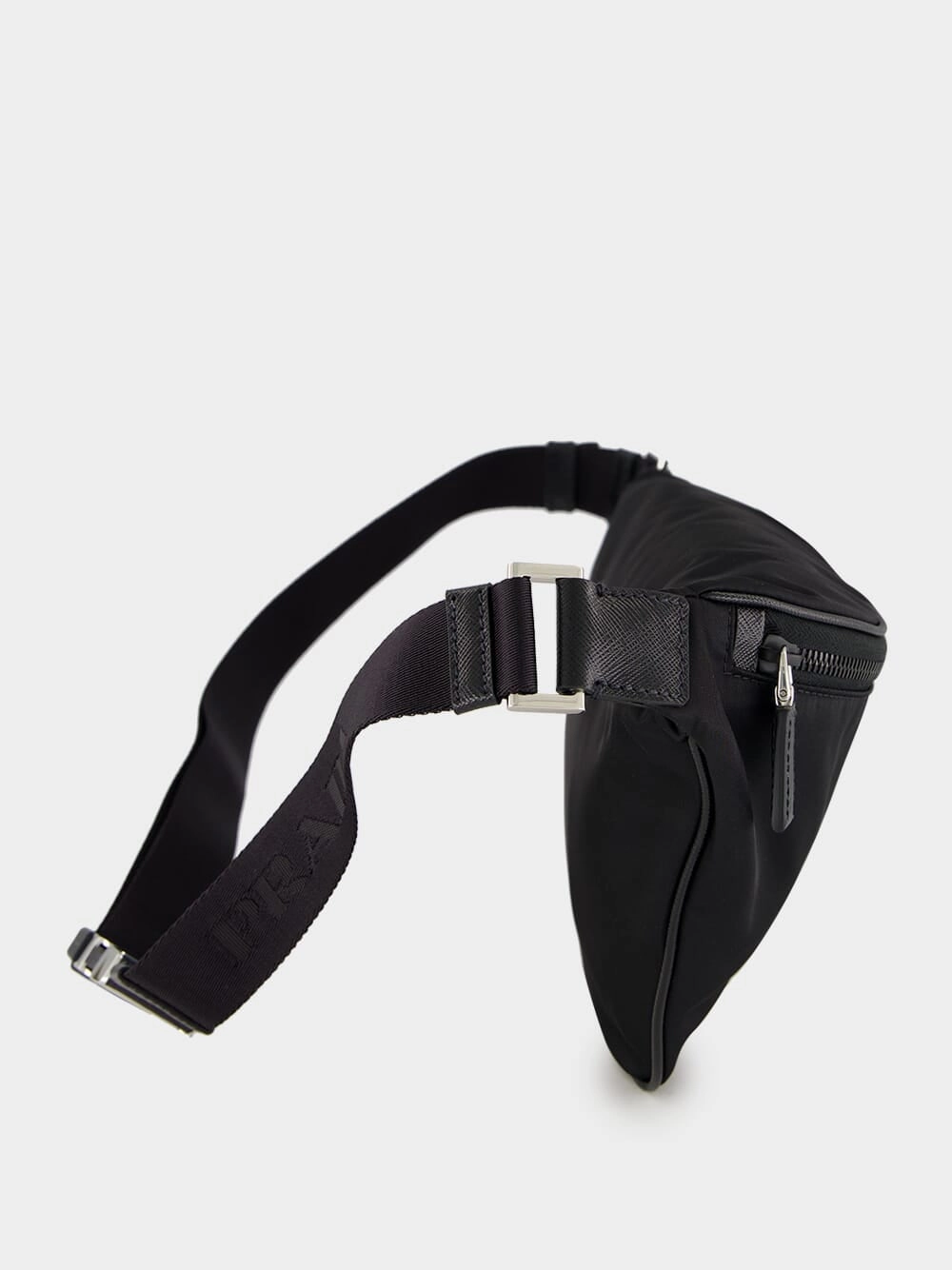 Black Re-Nylon and Saffiano Leather Belt Bag