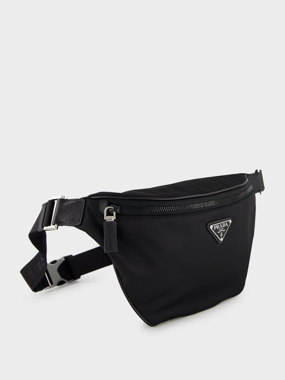 Black Re-Nylon and Saffiano Leather Belt Bag