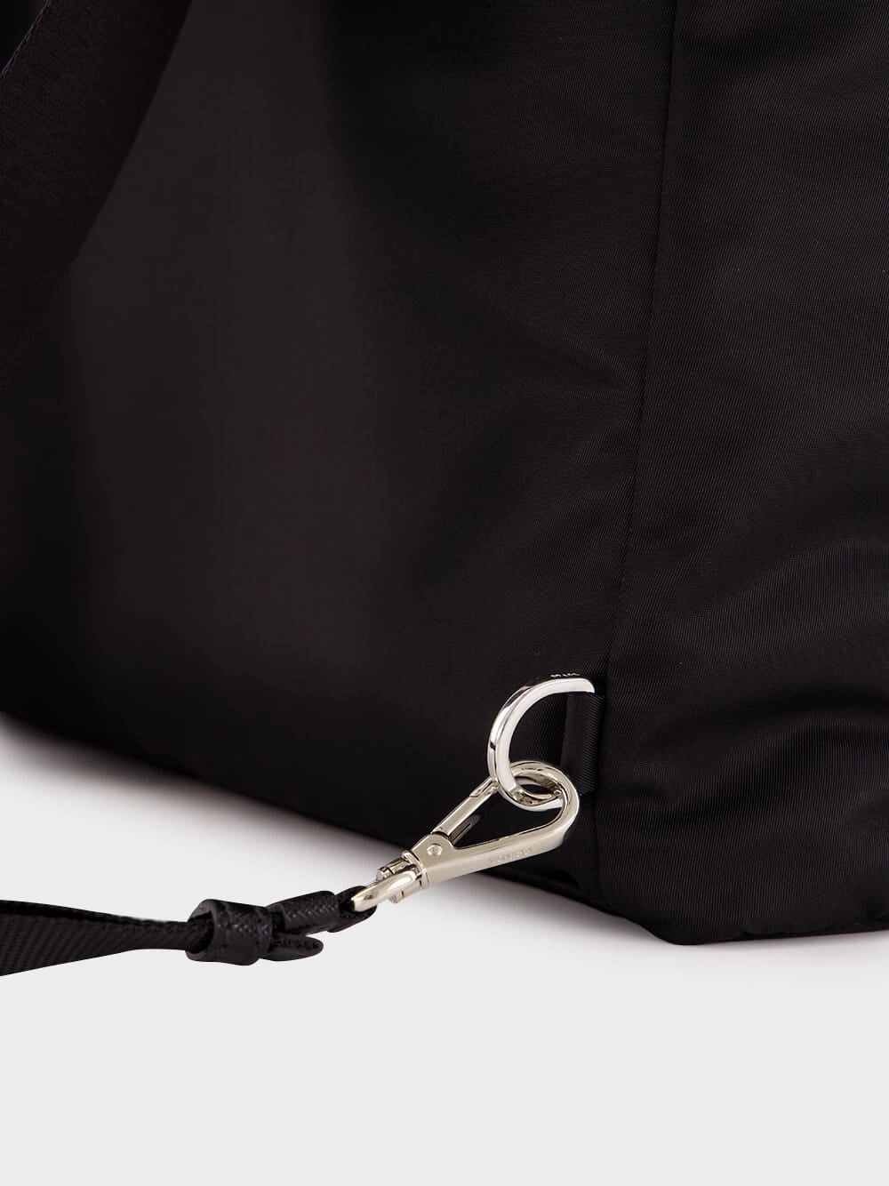 Black Re-Nylon and Saffiano Leather Tote Bag