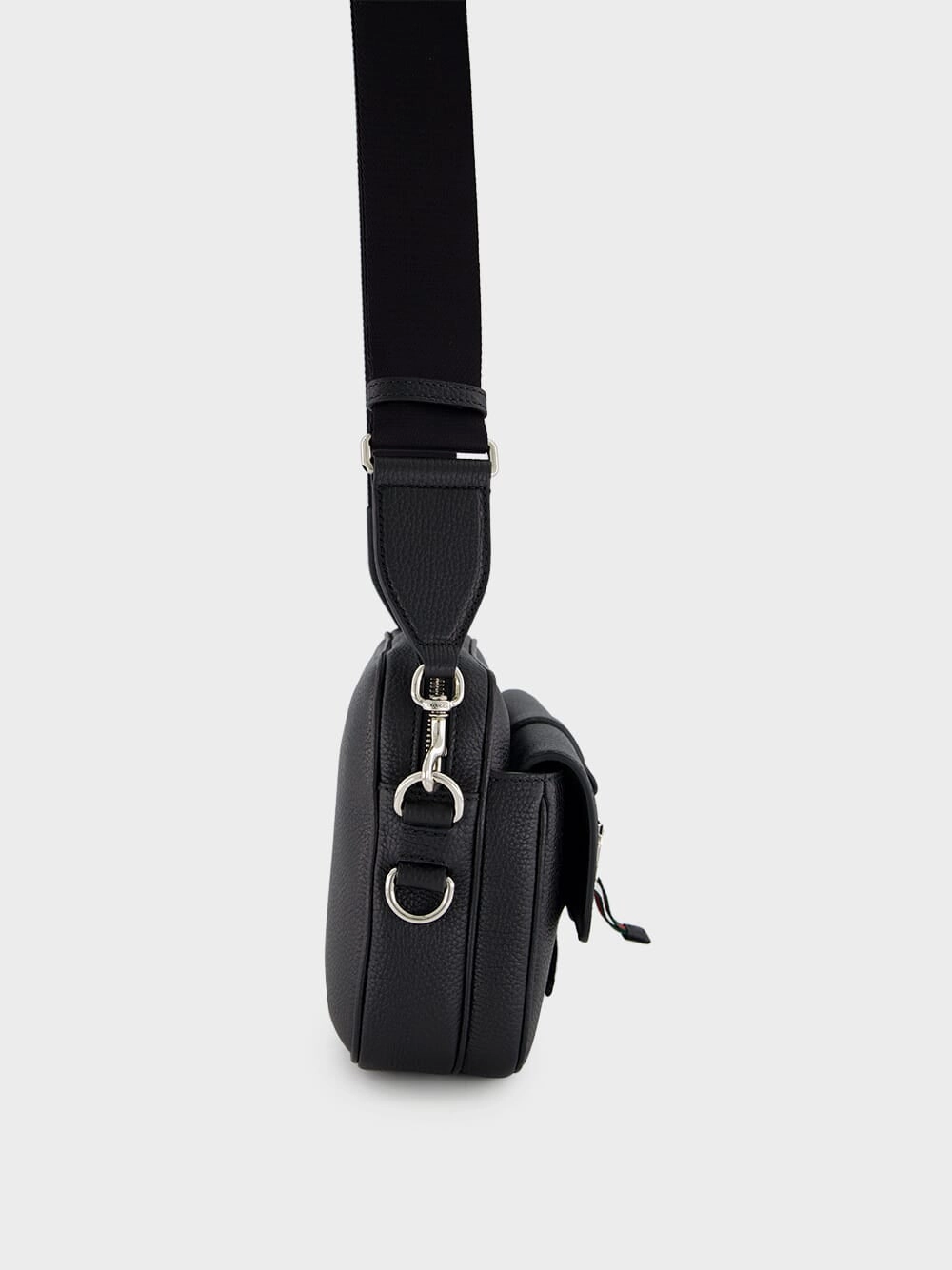 Black Small Crossbody Bag with Web