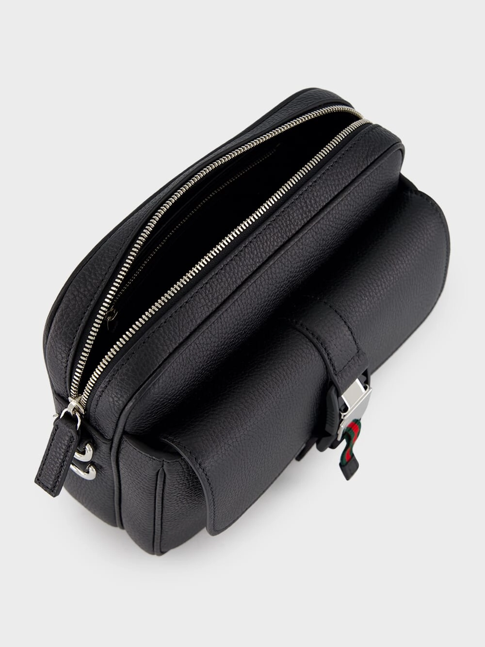 Black Small Crossbody Bag with Web