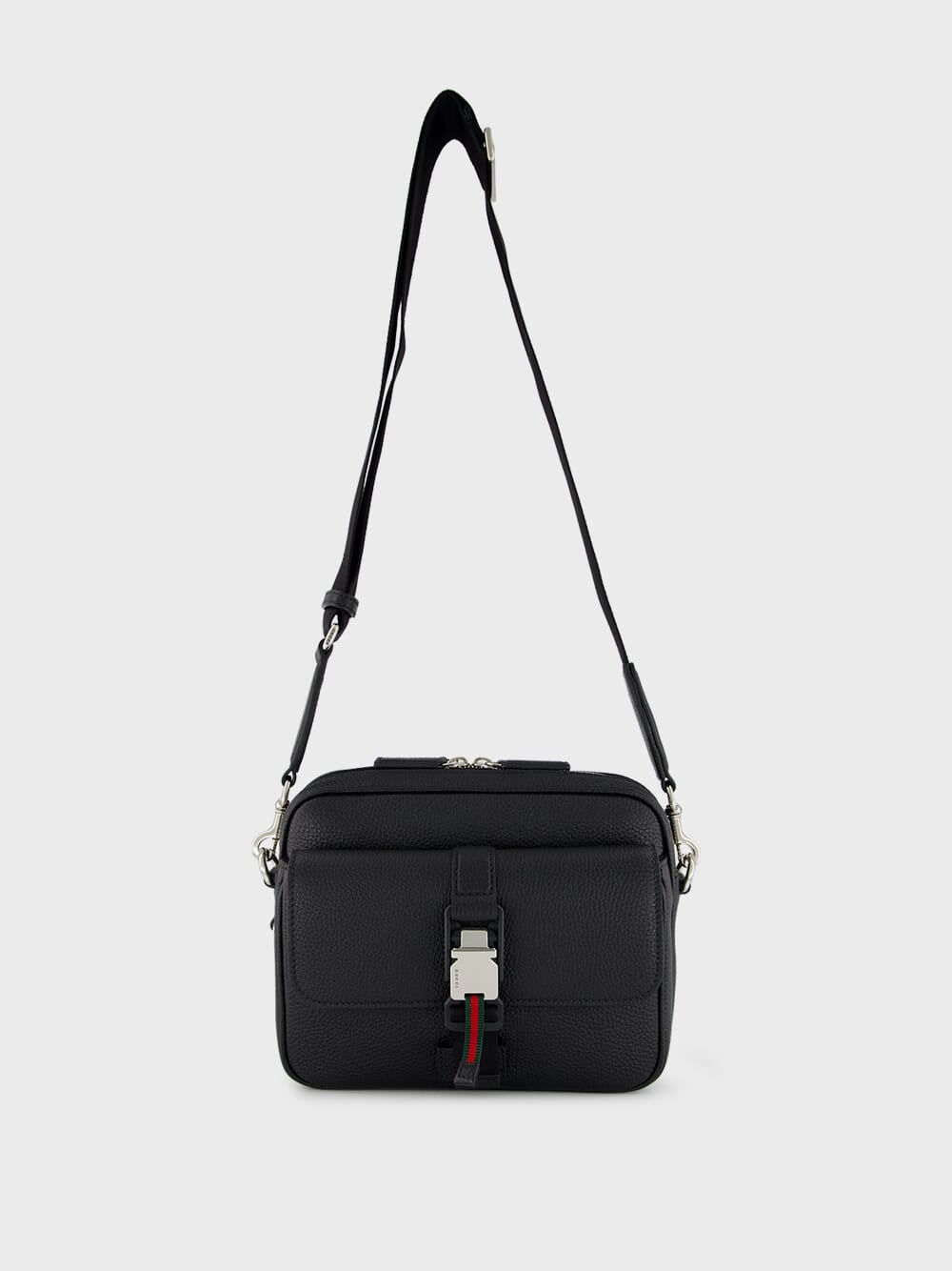 Black Small Crossbody Bag with Web