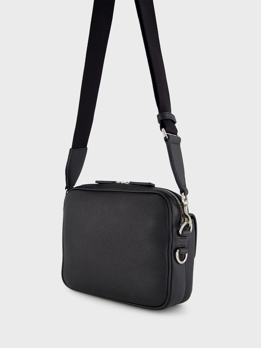 Black Small Crossbody Bag with Web