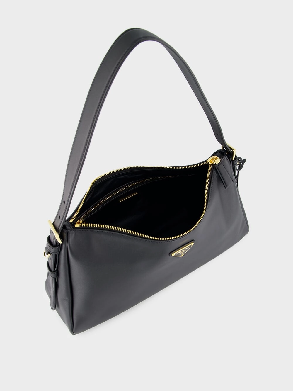 Black Soft Grain Leather Shoulder Bag