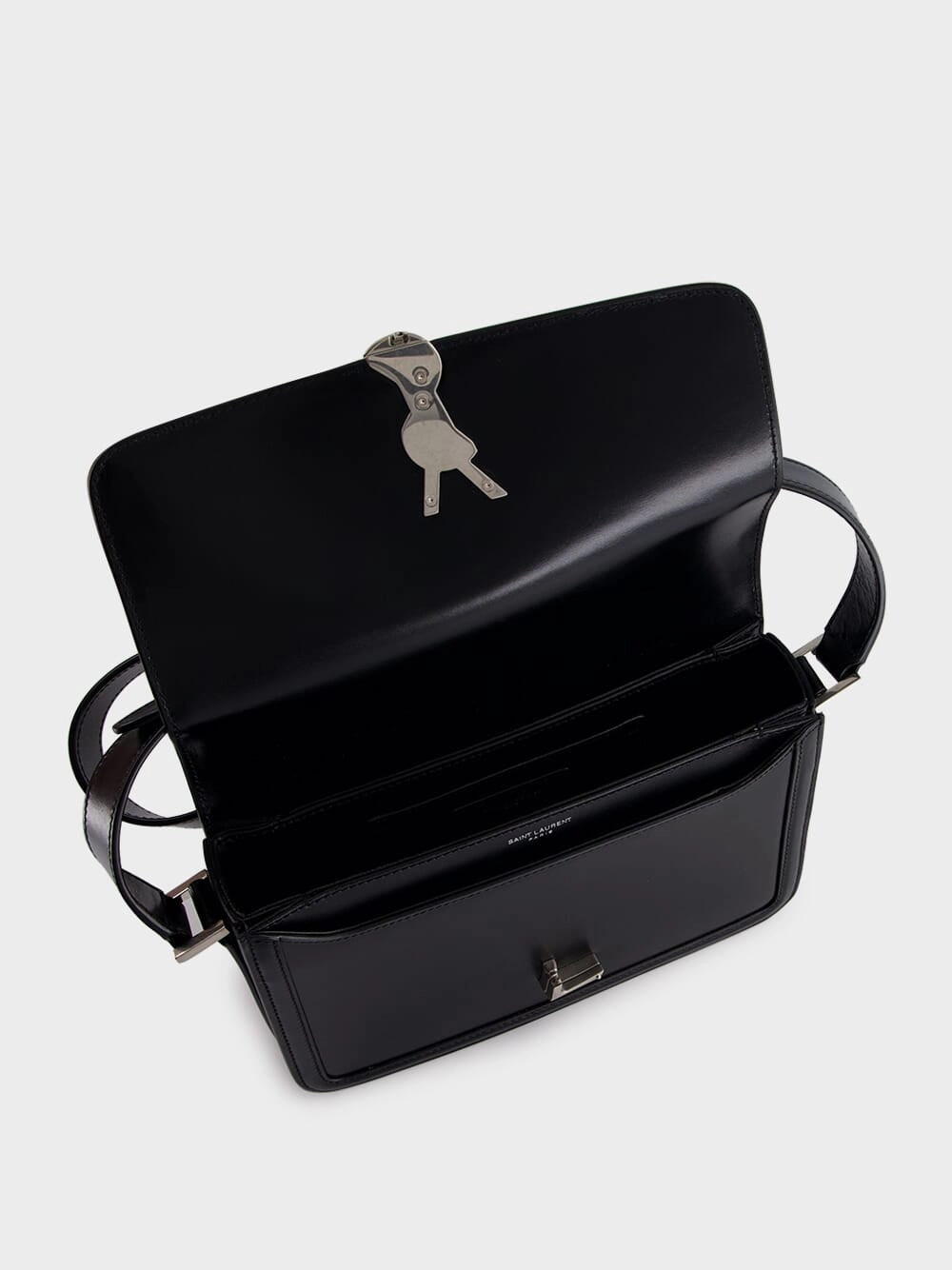Black Solferino Medium Satchel in Smooth Leather
