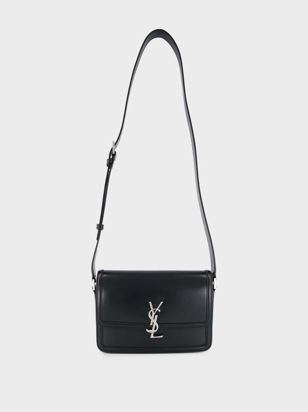 Black Solferino Medium Satchel in Smooth Leather