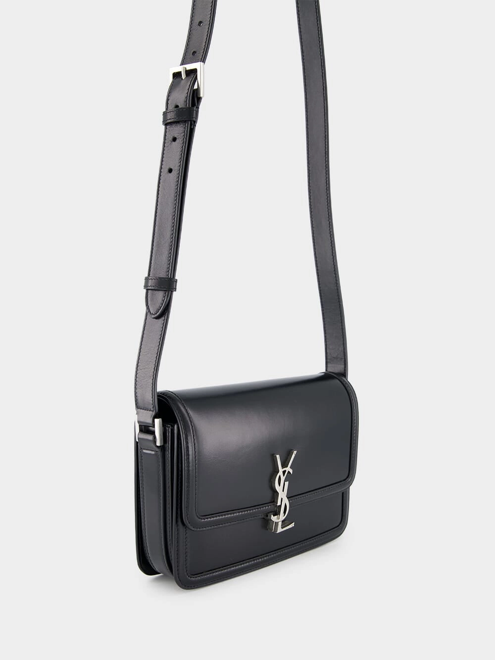 Black Solferino Medium Satchel in Smooth Leather
