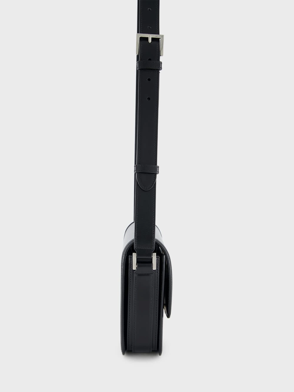 Black Solferino Medium Satchel in Smooth Leather