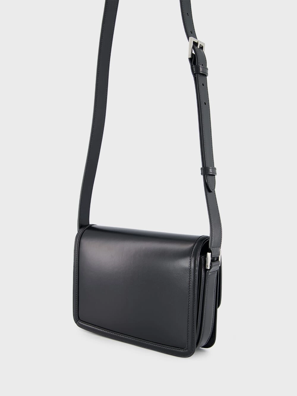 Black Solferino Medium Satchel in Smooth Leather