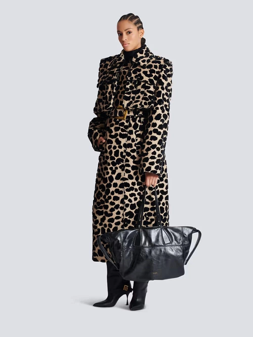 Black Track Shiny Leather Tote Bag