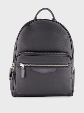 Black Tumbled Leather Backpack