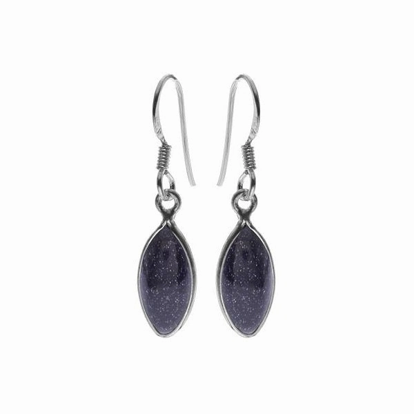 Blue Goldstone Sterling Silver Marquise Drop Earrings