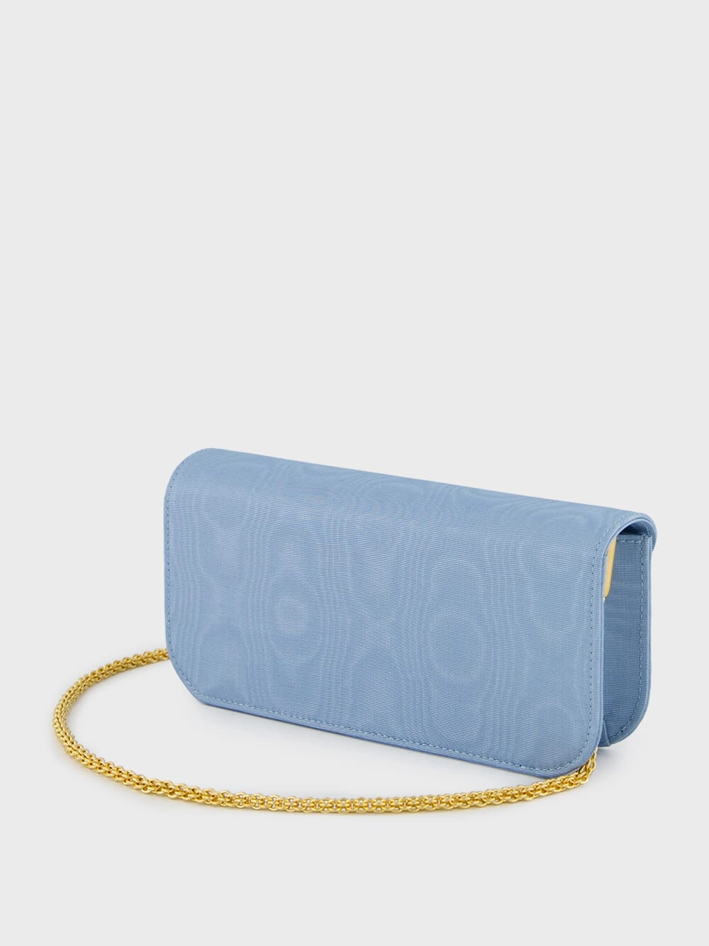 Blue Loc?? Moir?? Fabric Clutch with Jewel Logo