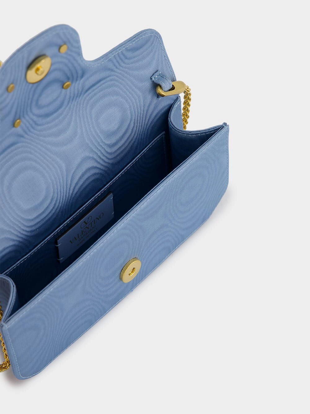 Blue Loc?? Moir?? Fabric Clutch with Jewel Logo