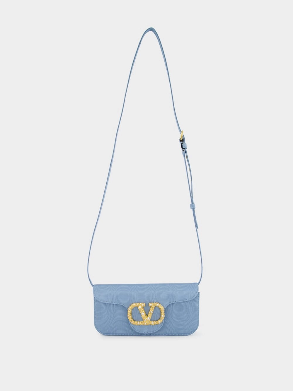 Blue Loc?? Moir?? Fabric Clutch with Jewel Logo